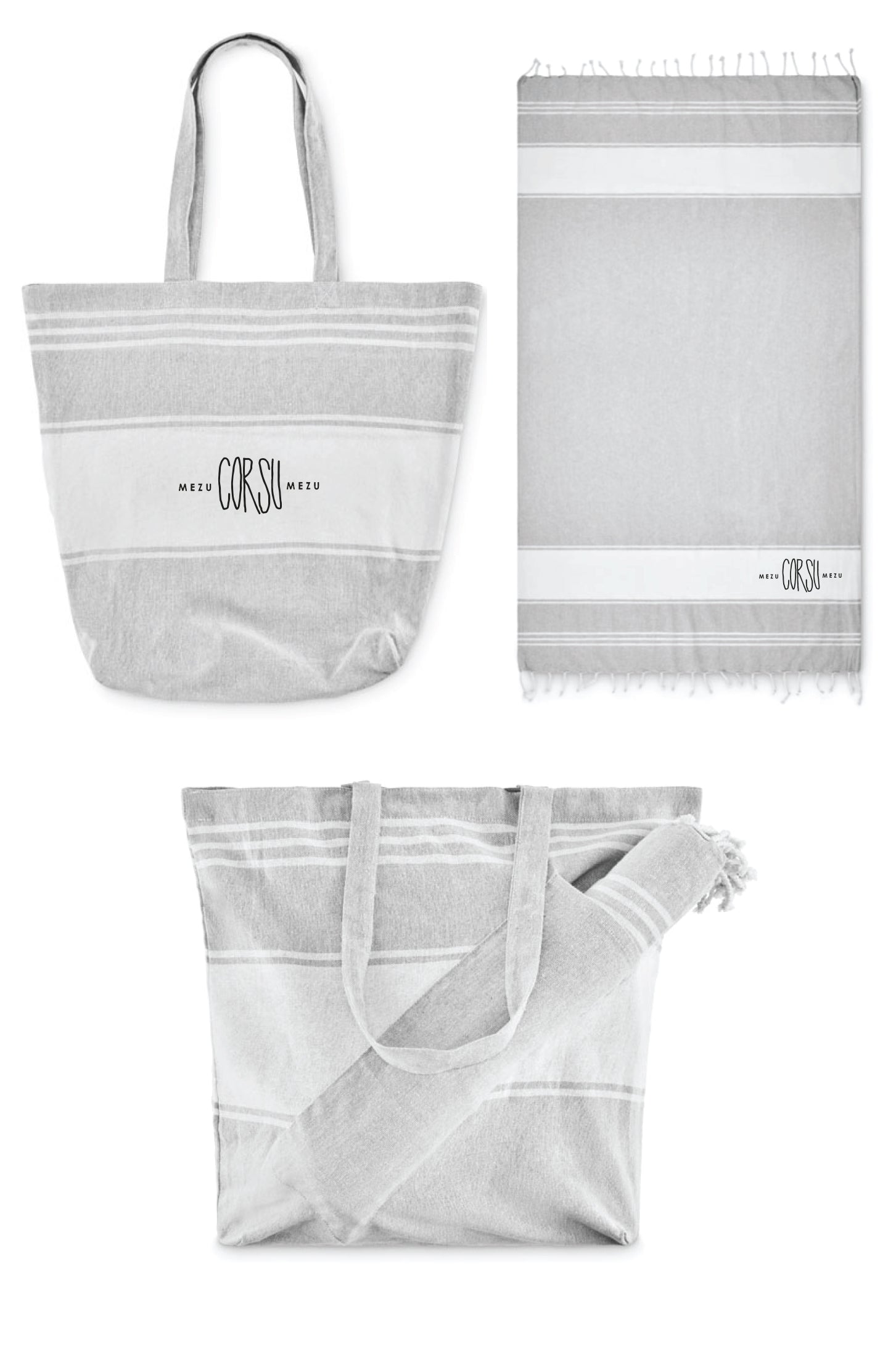 SET DE PLAGE FOUTA + SAC CORSU